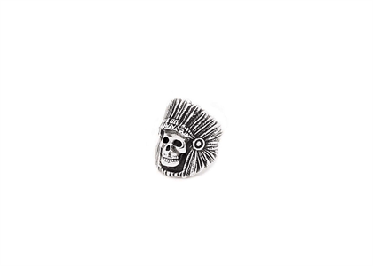 Rhodium Plated Long Hair Vampire Skull Mens Ring